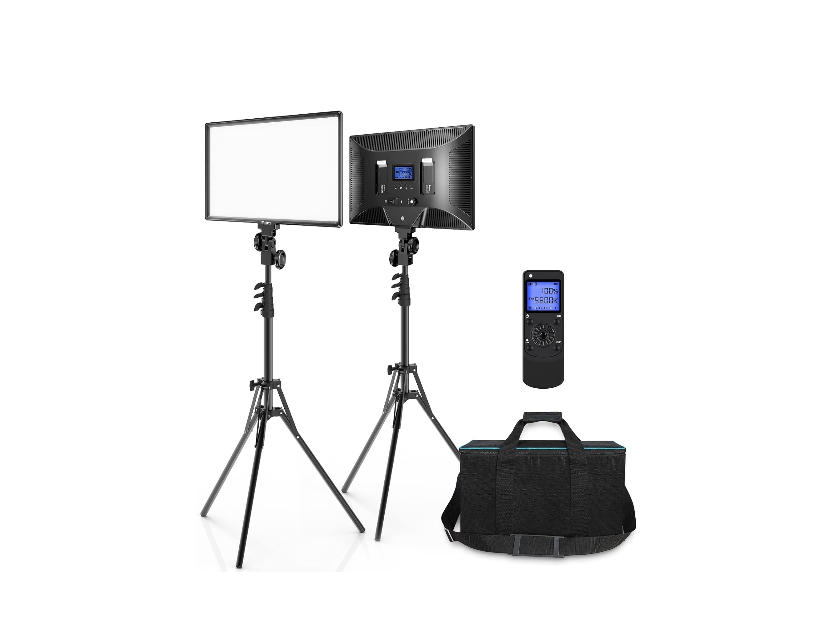 2x led light panels photography lights with stand, led light panel for portrait product photography, studio video shooting | 3000k-8000k/ cri96+
