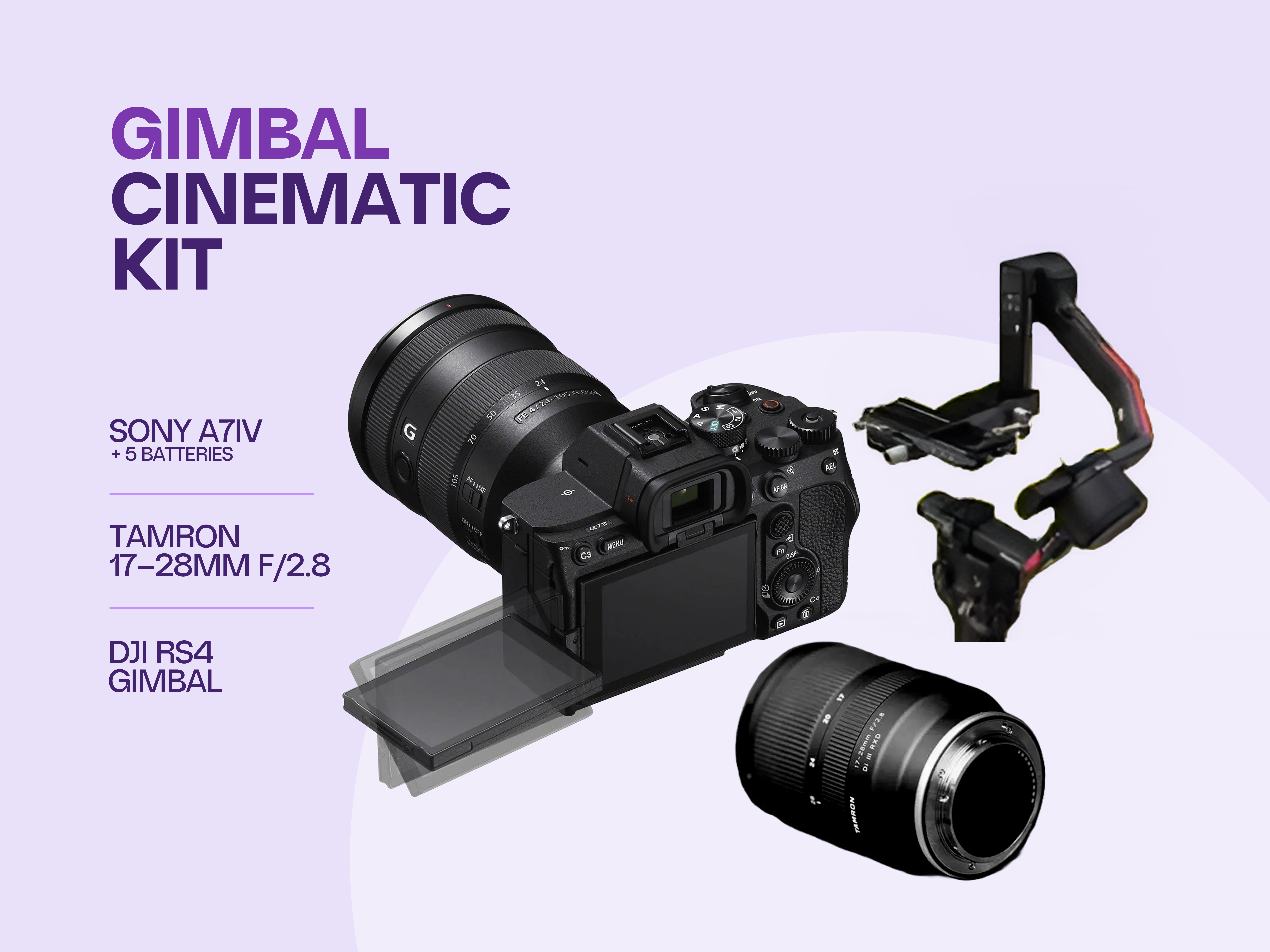 Gimbal cinematic kit i - sony a7iv + tamron 17-28mm f/2.8 lens + dji rs4 gimbal