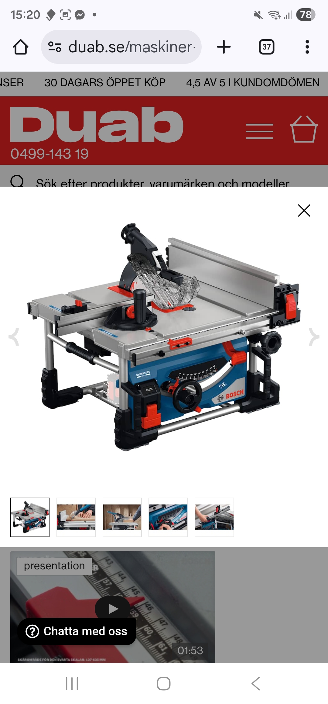 Bosch bordcirkelsåg gts 18v-70 solo