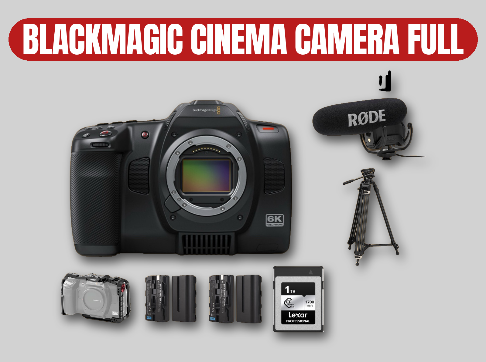 Blackmagic pocket cinema camera 6k full frame | bmpcc 6k | rode videomic pro plus microphone | smallrig tripod kit