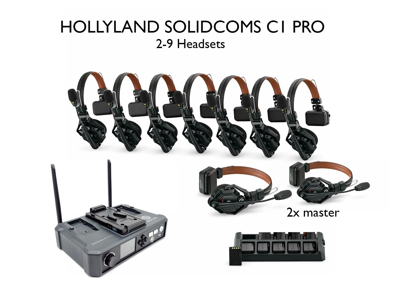 Hollyland solidcom c1 pro 2 - 9 x headsets hub base 