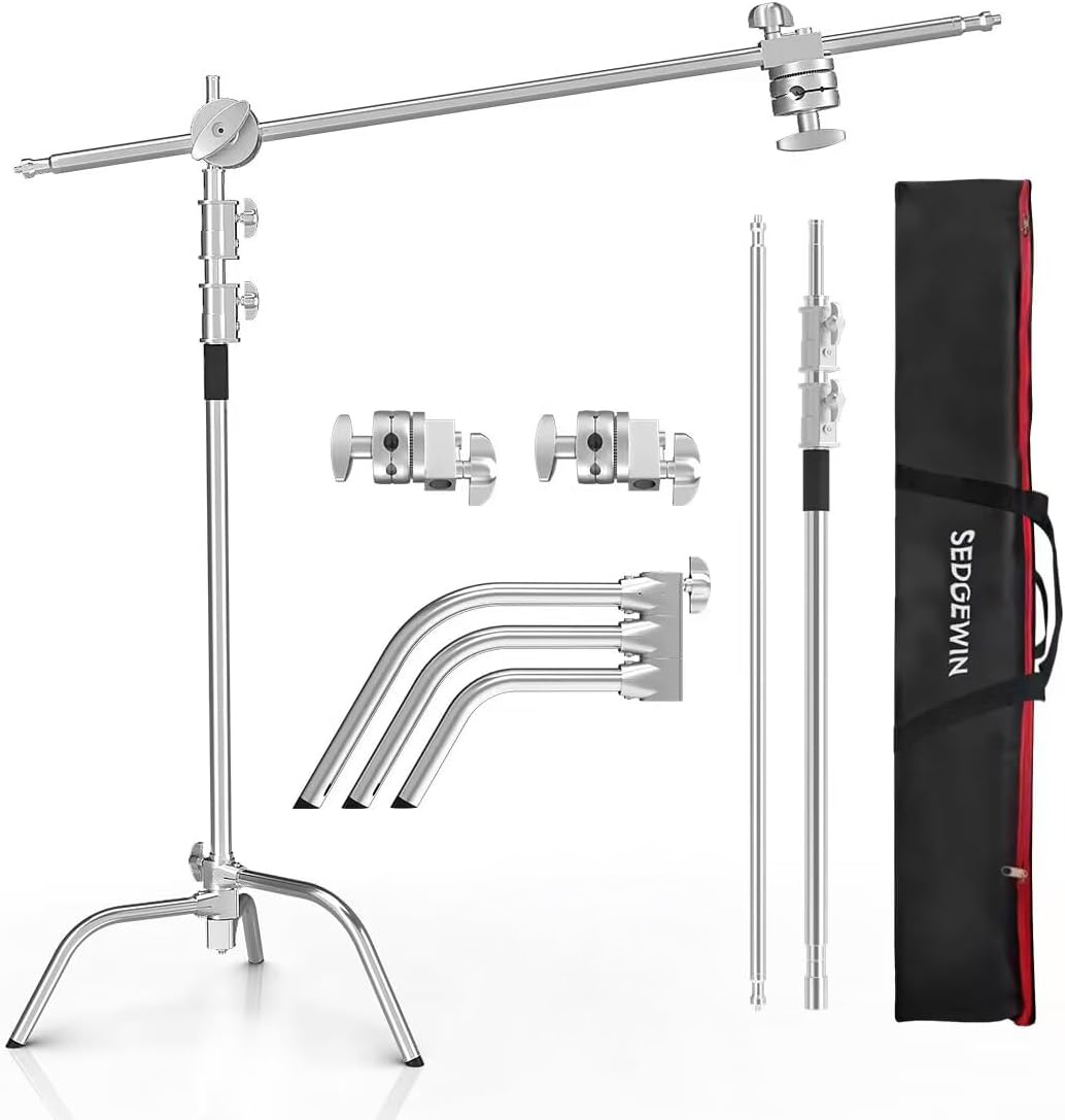 C stand with boom arm - heavy duty stainless steel 
