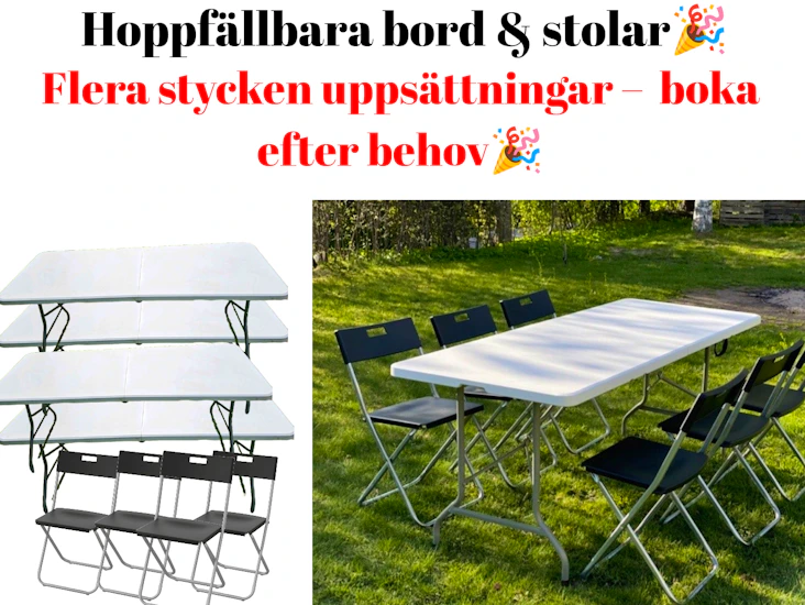 🪑 perfekt kombopaket: hopfällbart bord + stolar – redo för fest, event & funktion! 🎉