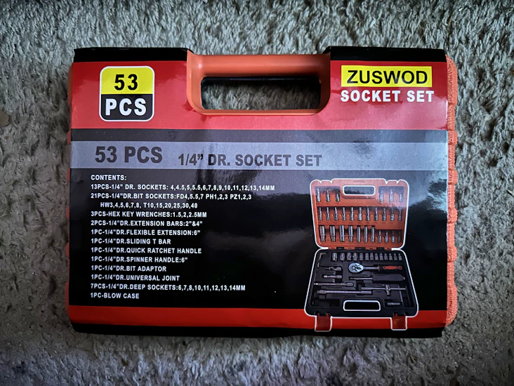 53-piece 1/4” socket set & tools – easy local rental