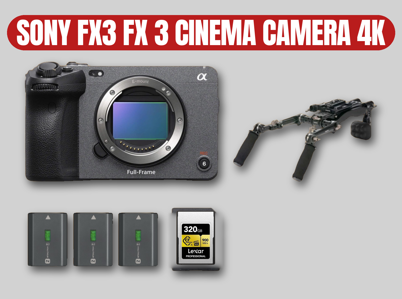 Sony fx3 4k cinema camera | tilta shoulder rig / batteries / sd card