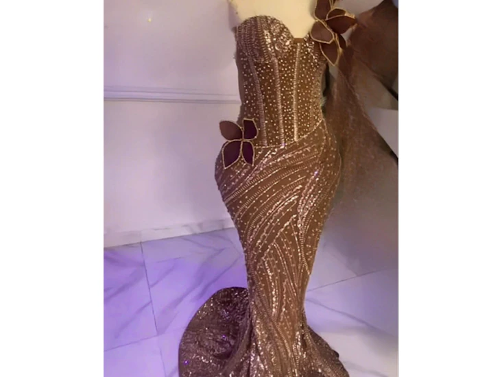 Sequin brown luxury party dress