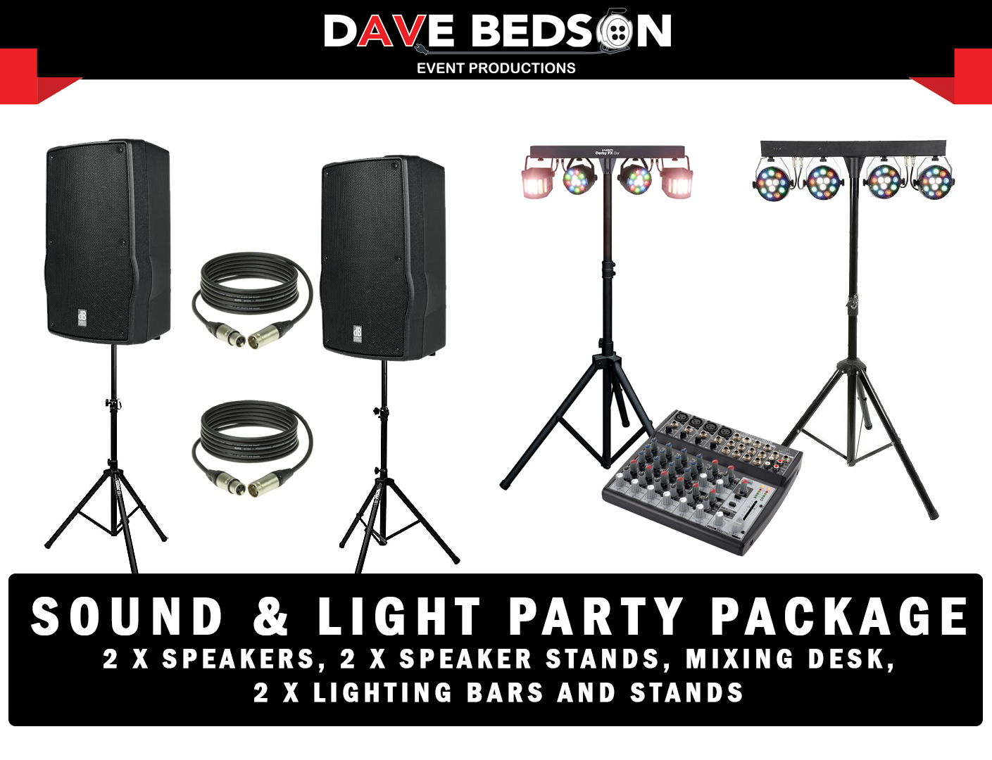 Speakers & light party package - disco dj - db technologies