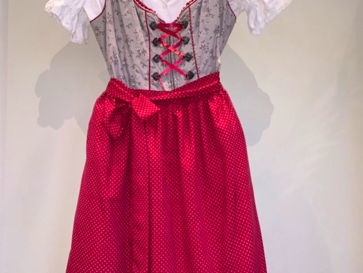 Dirndl storlek 46, grå och mörkrosa