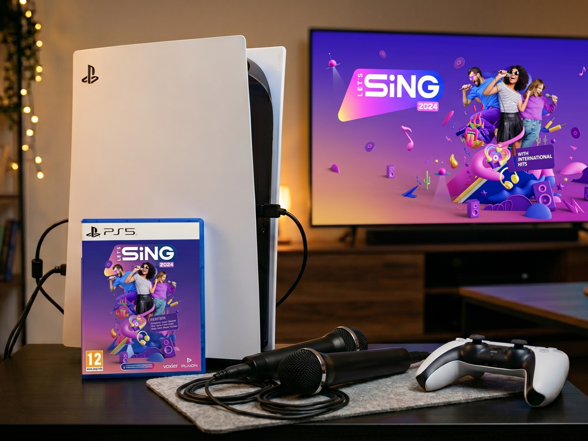 Komplett party-pakke: ps5 med let's sing karaoke (akkurat som singstar)