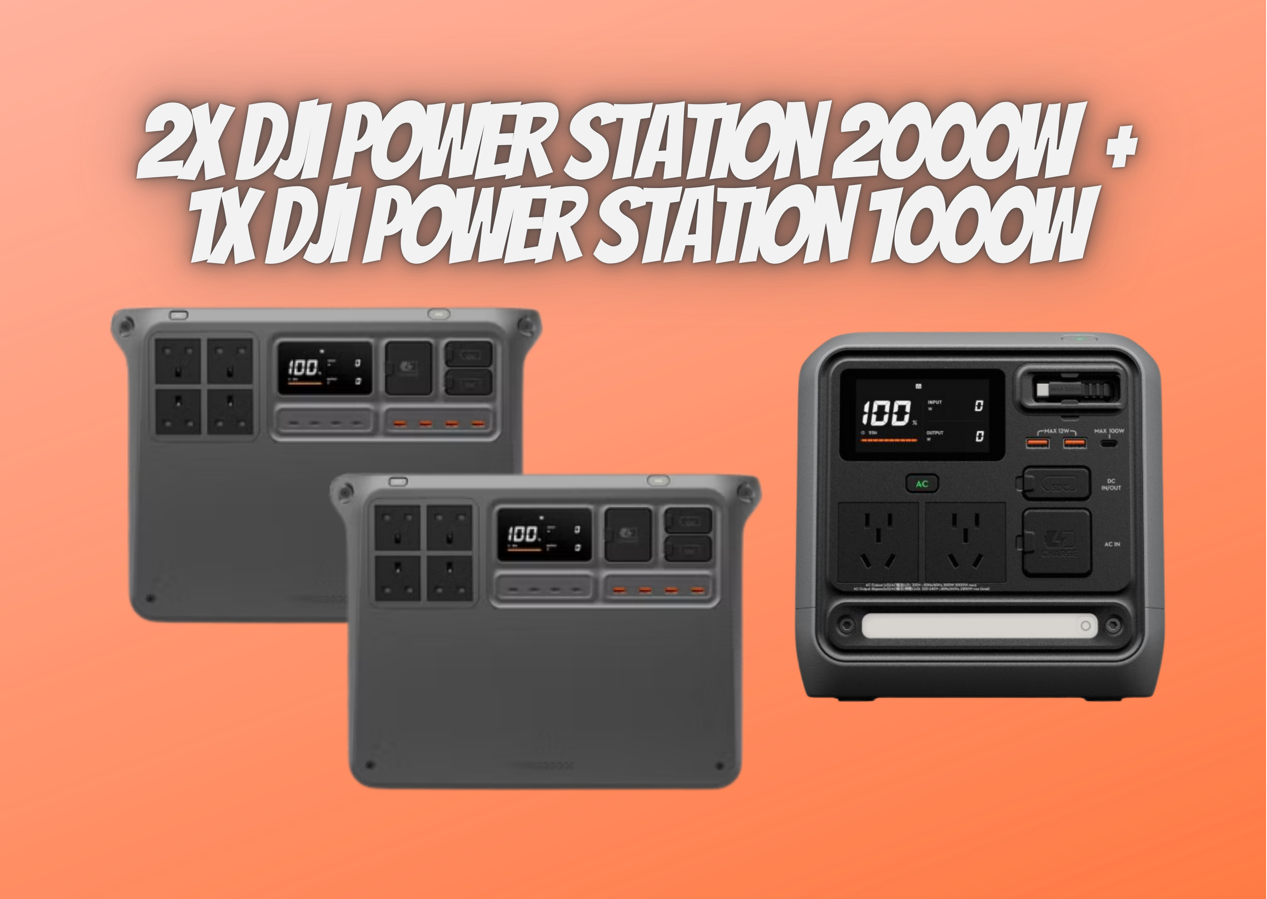 2x dji power station 2000 w and 1x 1000 w = 5000w portable, 5000 w