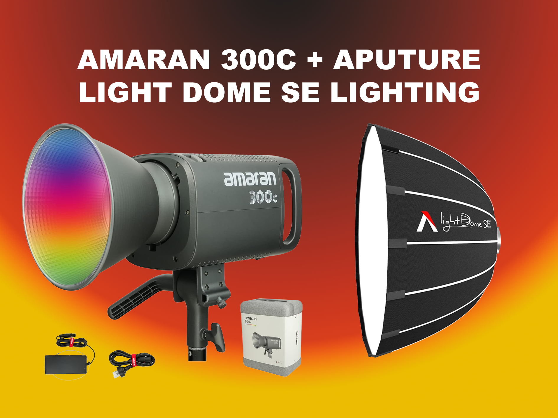 Amaran 300c + aputure light dome se lighting kit