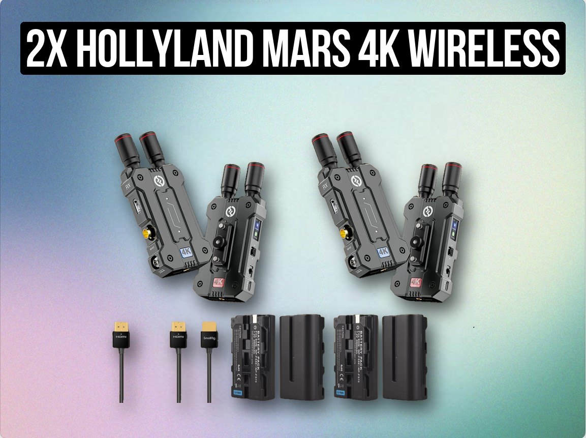 2x hollyland mars 4k wireless video transmission – dual kit (2×tx + 2×rx) | hdmi | 4k30 | low‑latency | director’s monitor / focus puller | teradek alternative | image transmitter | for wireless monitor |hdmi cables | 4× np‑f batteries + dual chargers | 