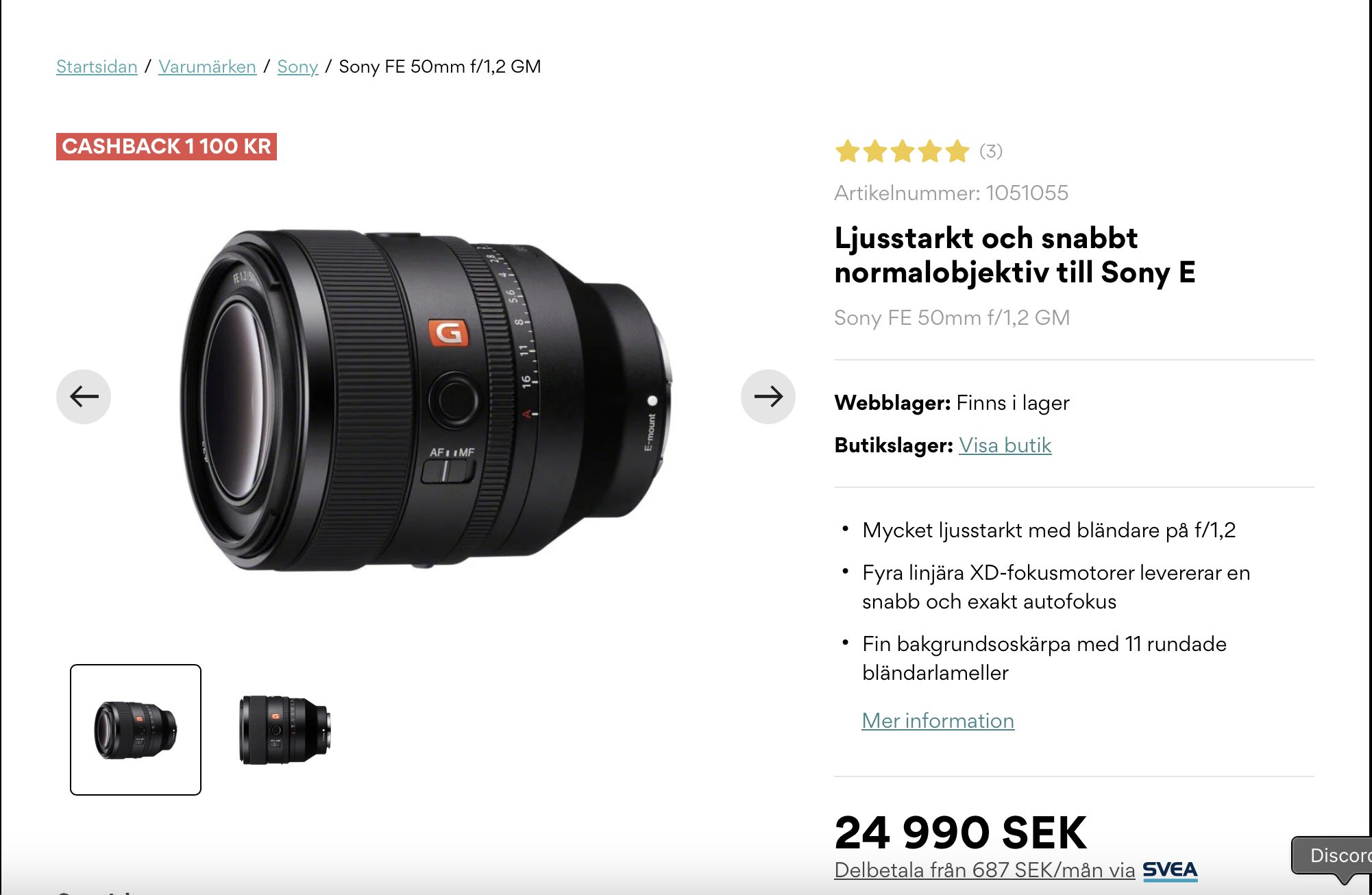 Sony fe 50mm f/1,2 gm