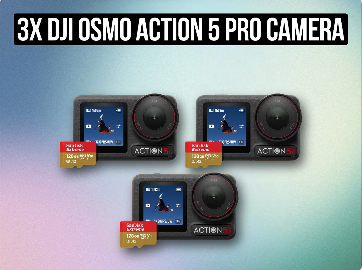 3x dji osmo action 5 pro camera 4k 120 fps wide angle + 128gb sd card (like go pro hero 13 )