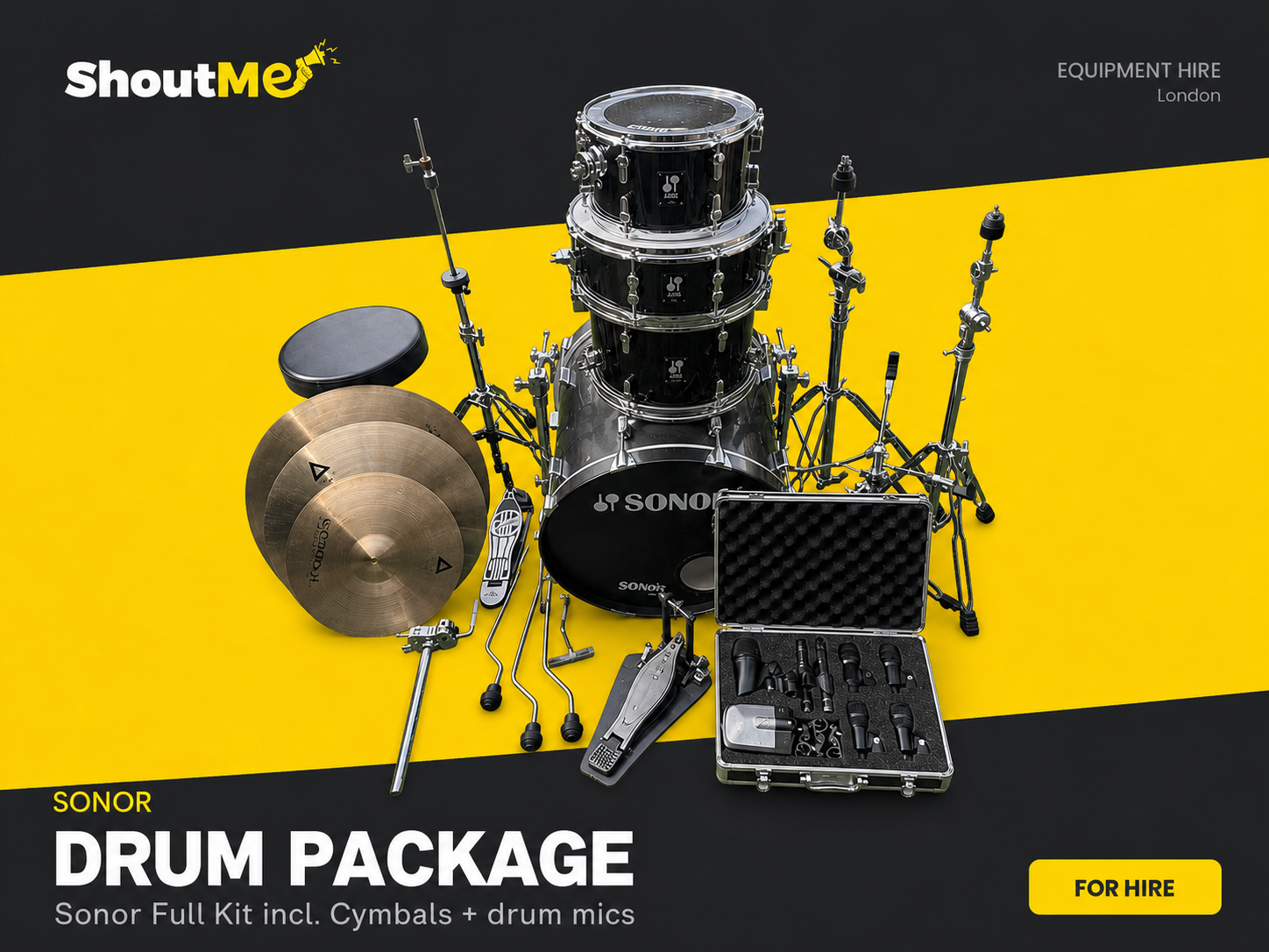 Drum kit - sonor full kit incl. cymbals + drum mics