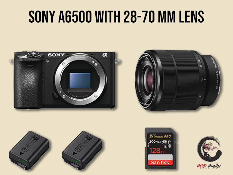 Sony a6500 camera with 28-70 mm lens + battery and sd card