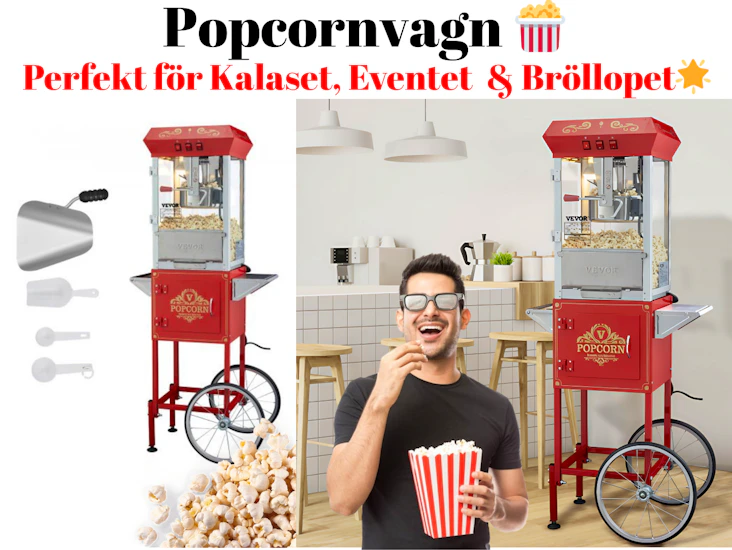 🍿 popcornvagn – biokänsla till fest, event & kalas! 🎉