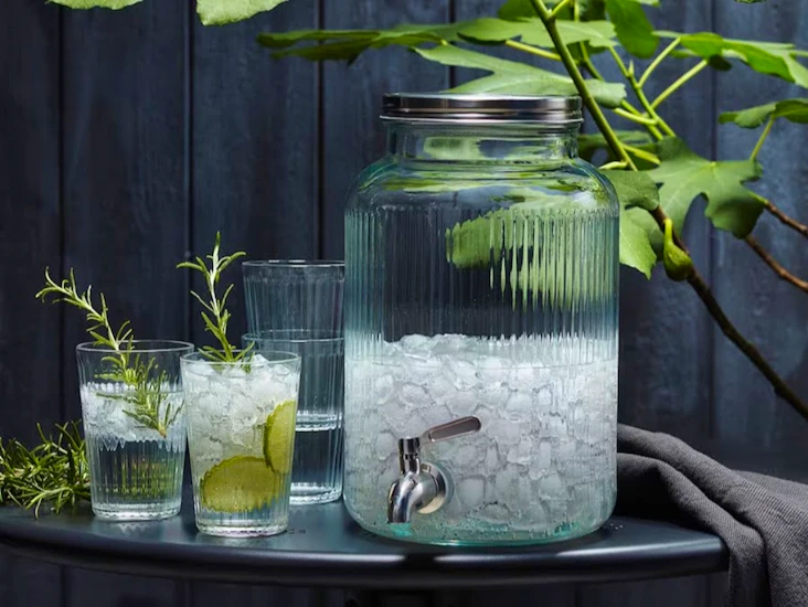 2 st drinkkärl / glasbehållare med tappkran