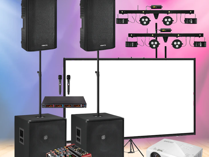 Bröllopspaket "stora" (inkl. stor ljudanläggning, partyljus och projektor)