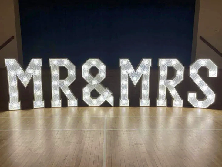 Mr & mrs 4ft mdf wooden marquee large led letters light up large figures