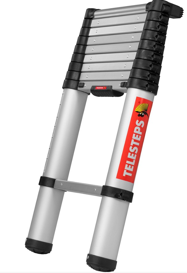 Teleskopstege, 3,3 meter. 9 steg. ihopskjuten 0,75m x 0,5m. max 150 kg.