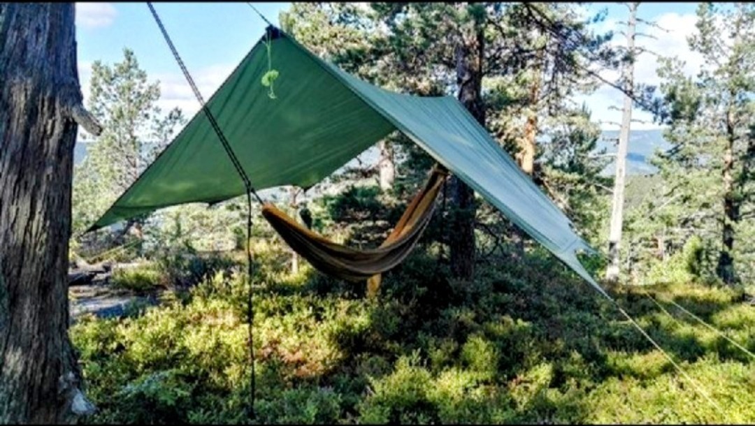 Hengekøye med myggnett og tarp