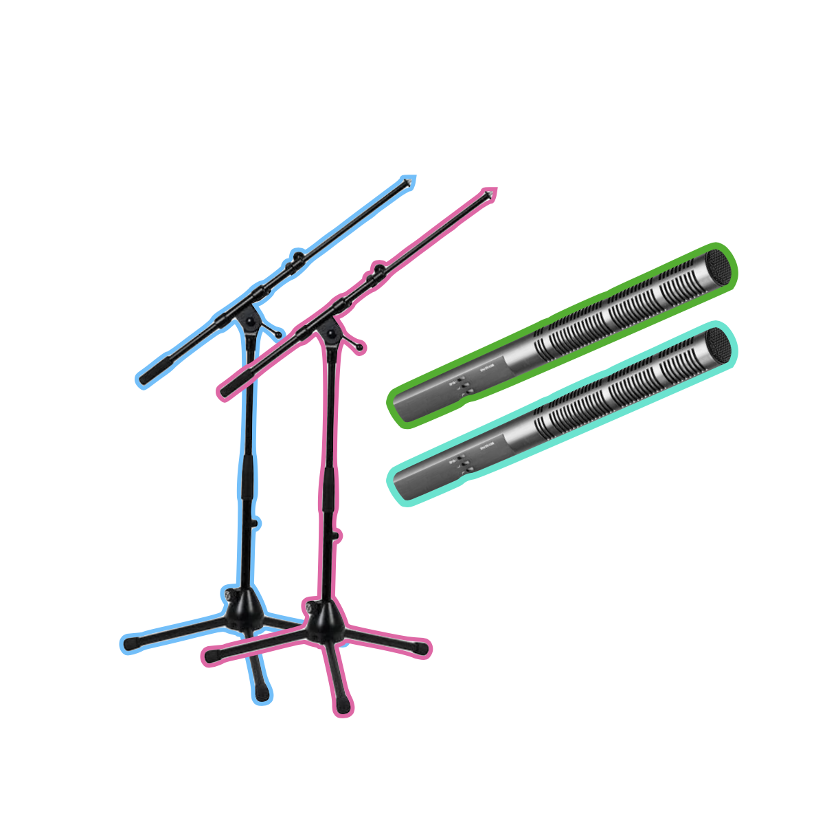 2x sennheiser mkh60 shotgun microphone + stands  ( better than mkh416 )