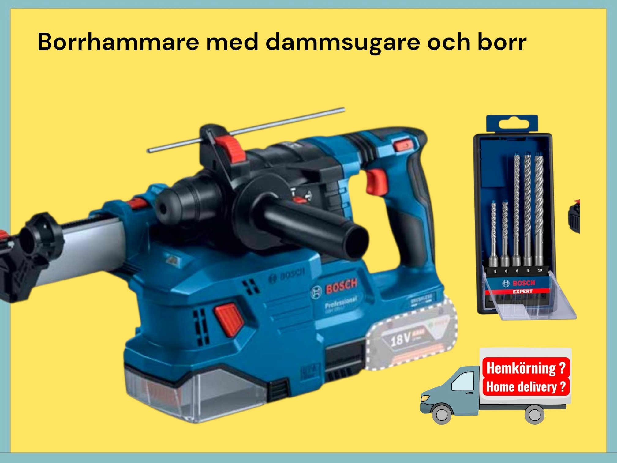 Borrhammare inkl borr, batterier, laddare
