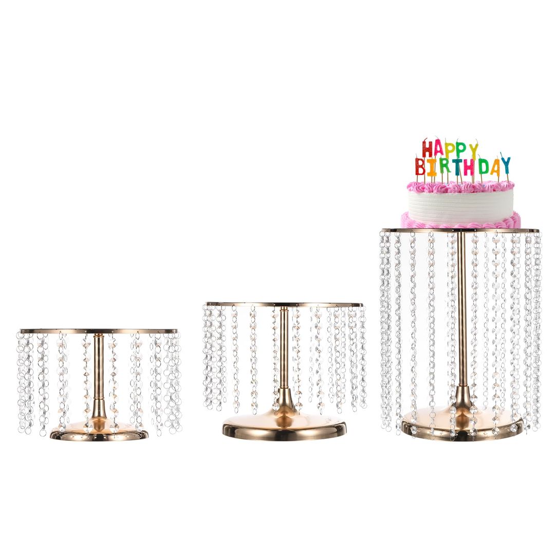 3pcs metal cake stand with crystal bling pendant 