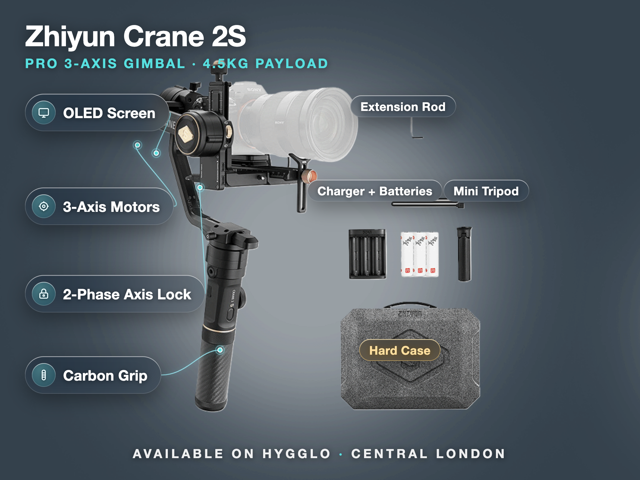 Zhiyun crane 2s pro gimbal  full kit (4.5kg payload)