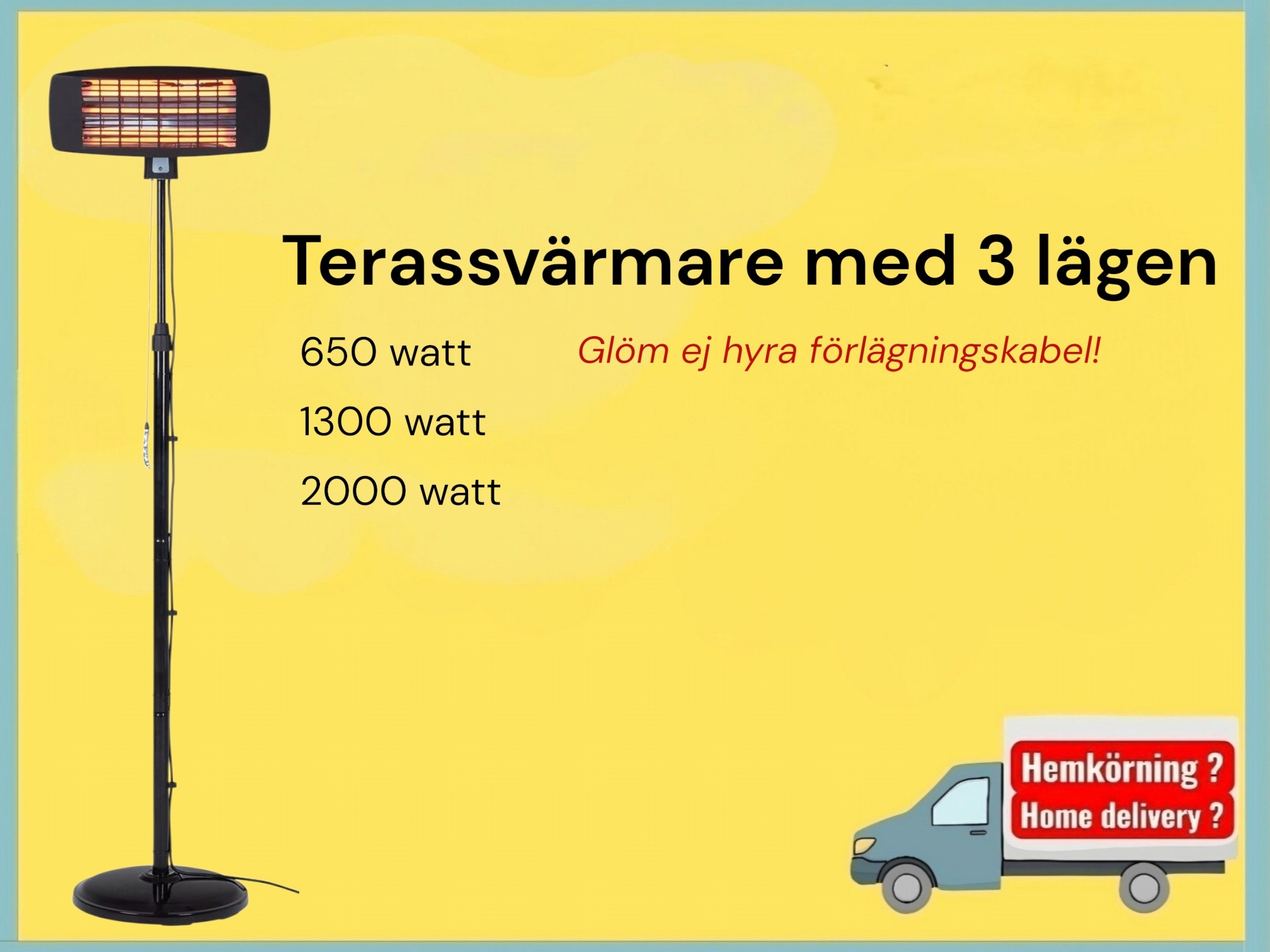 1-3 terassvärmare 650-2000 w eldriven