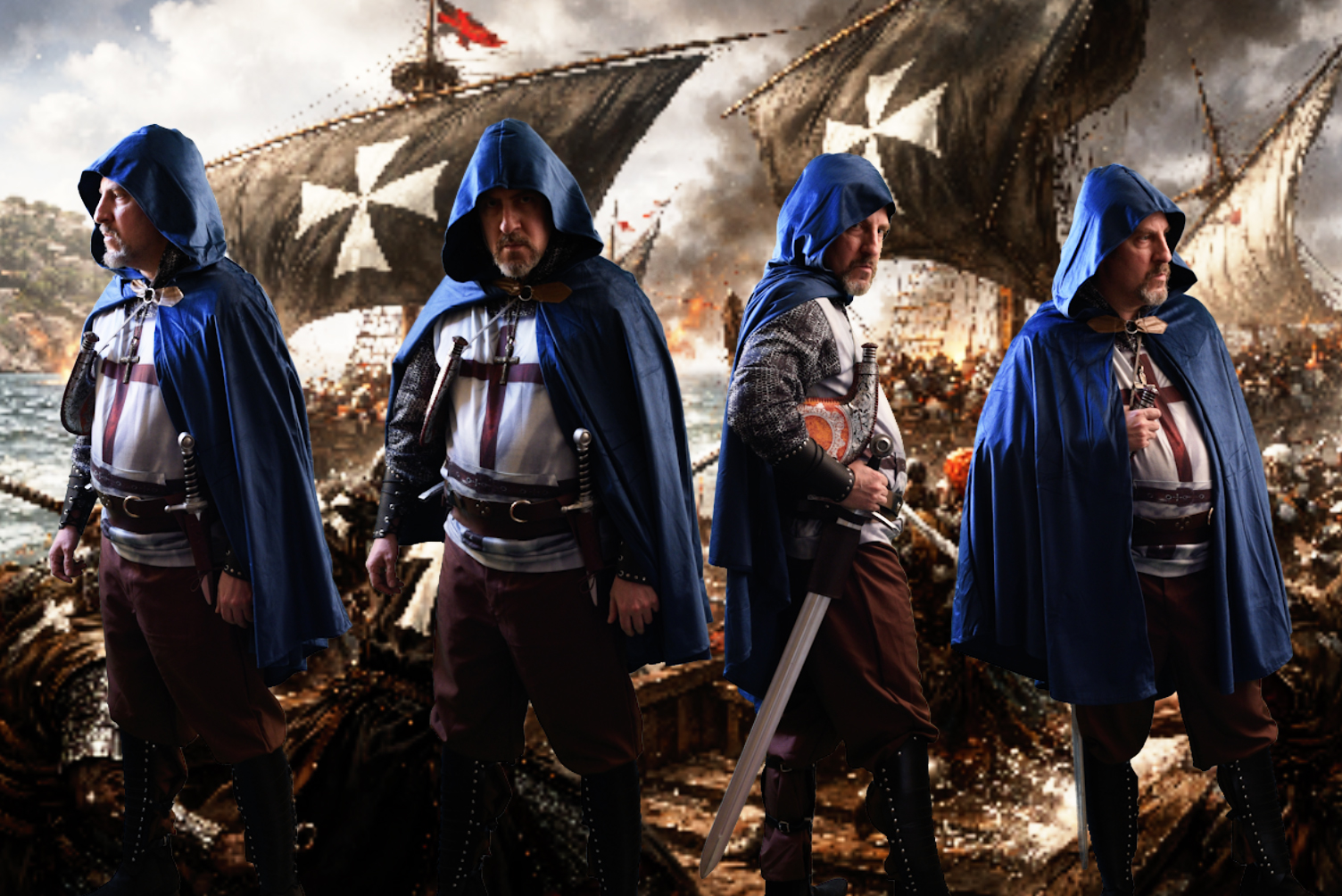 Blue cape with alt costumes