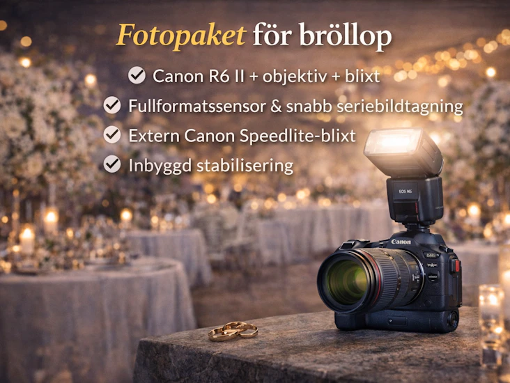 Fotopaket för bröllop – canon r6 ii + objektiv + blixt