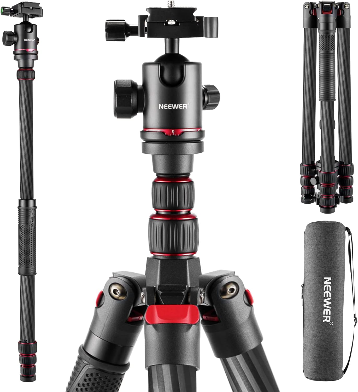 Neewer upgraded 200" carbon fiber camera tripod