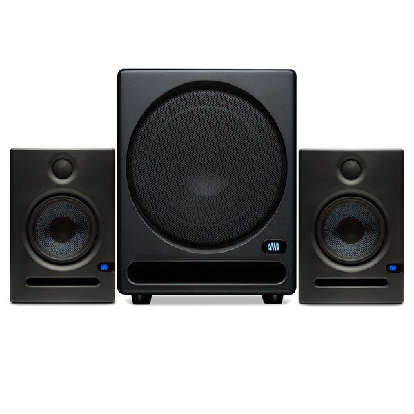 2x presonus eris e5 studio monitors with temblor t10 subwoofer 