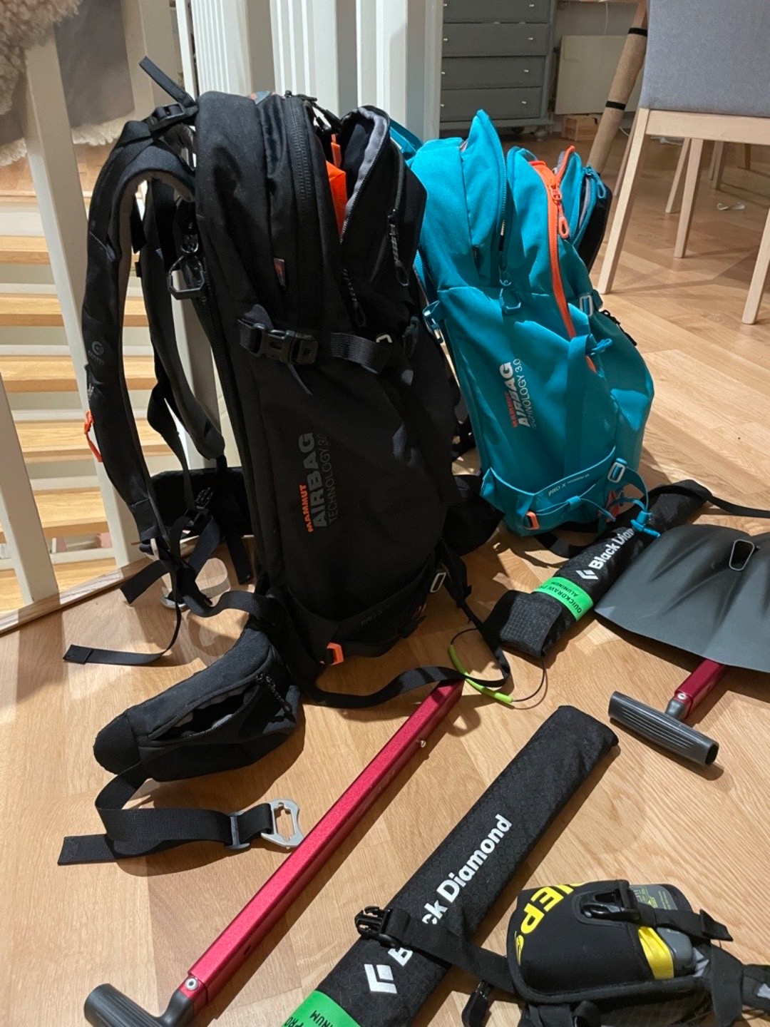  lavinryggsäck dam &herr variant, kompletta med övrig utrustning 
