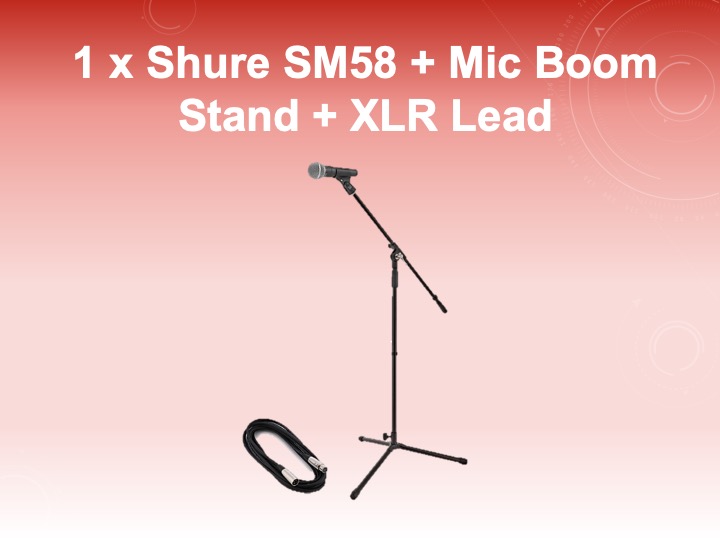Shure sm58 + mic boom stand + xlr lead