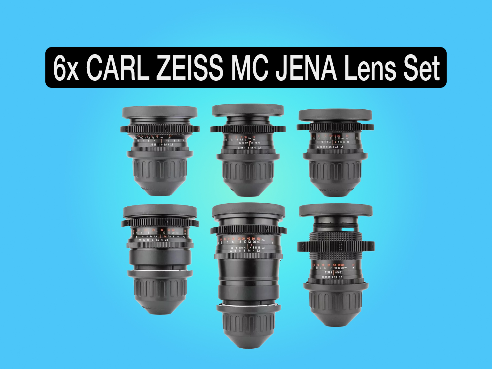 6 x carl zeiss mc jena cine mod lens (pl mount)