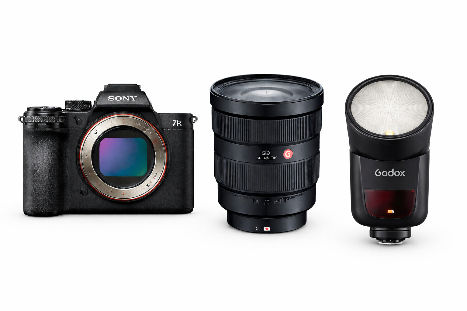 Sony a7r4 iv + sony 24-70mm 2.8 + godox v1 flashgun for sony