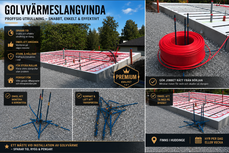 Golvvärmeslangvinda / utrullare för golvvärme