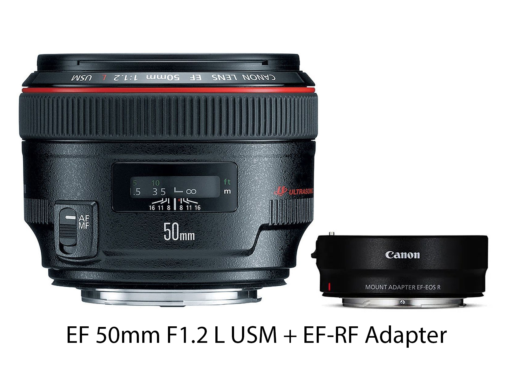 Canon ef 50mm f1.2 l usm lens + ef-rf mount adapter