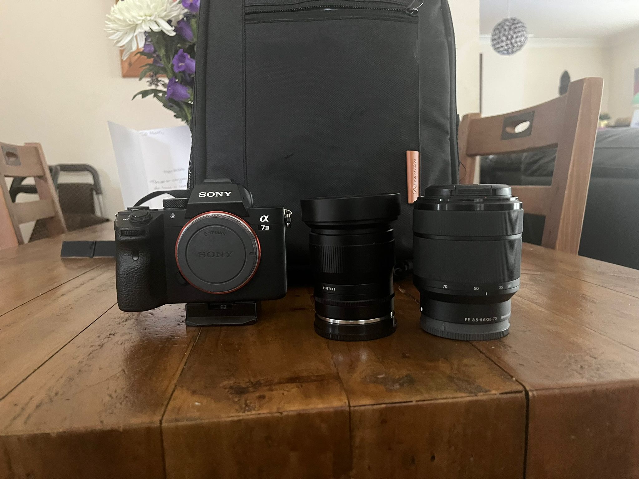 Sony a7 iii mirrorless camera + fe 28-70mm + ttartisan 11mm fisheye lens 