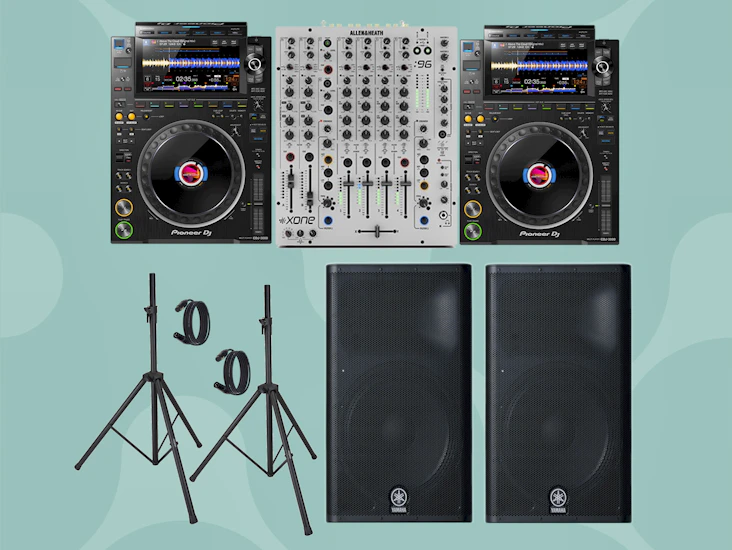 Cdj 3000's, xone 96 & 2 x yamaha dxr15 speakers