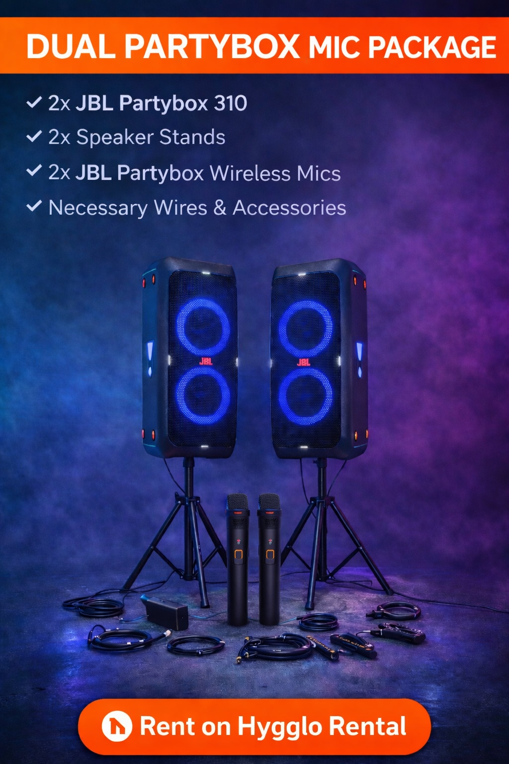 Dual partybox mic package - jbl partybox