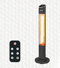 Senelux electric infrared patio heater 2000w with tripod | ip65 water-resistant radiant heater for indoor & outdoor | remote control, timer & 9 heat levels | led display | portable