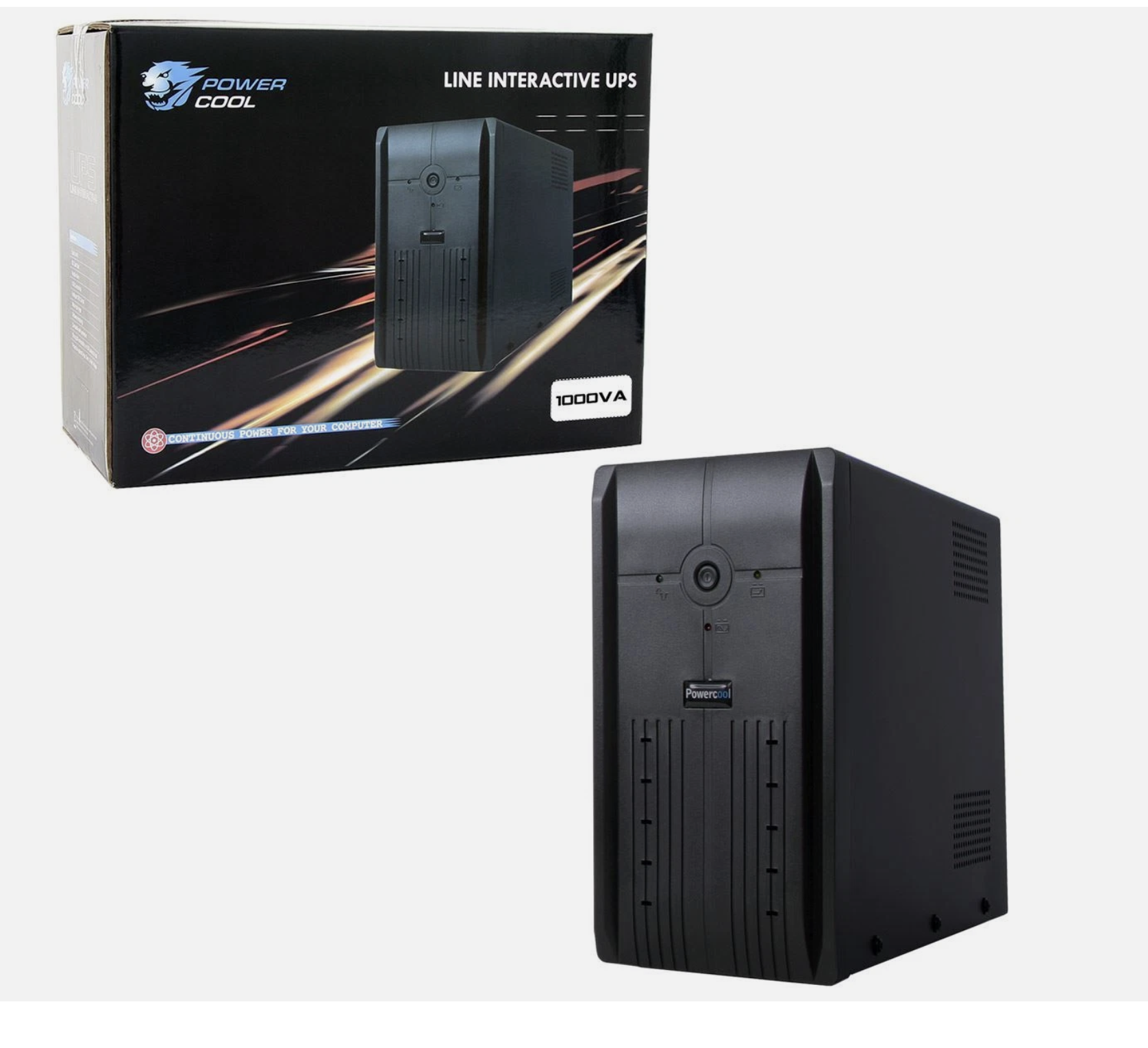 Powercool 1000va / 600w smart ups - line interactive battery backup (brand new)