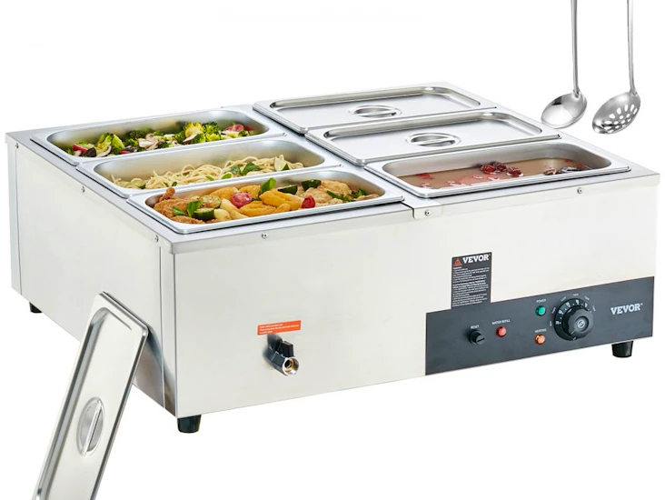 Kommersiell elektrisk matvärmare bänkbuffé 6*8 qt pan bain marie