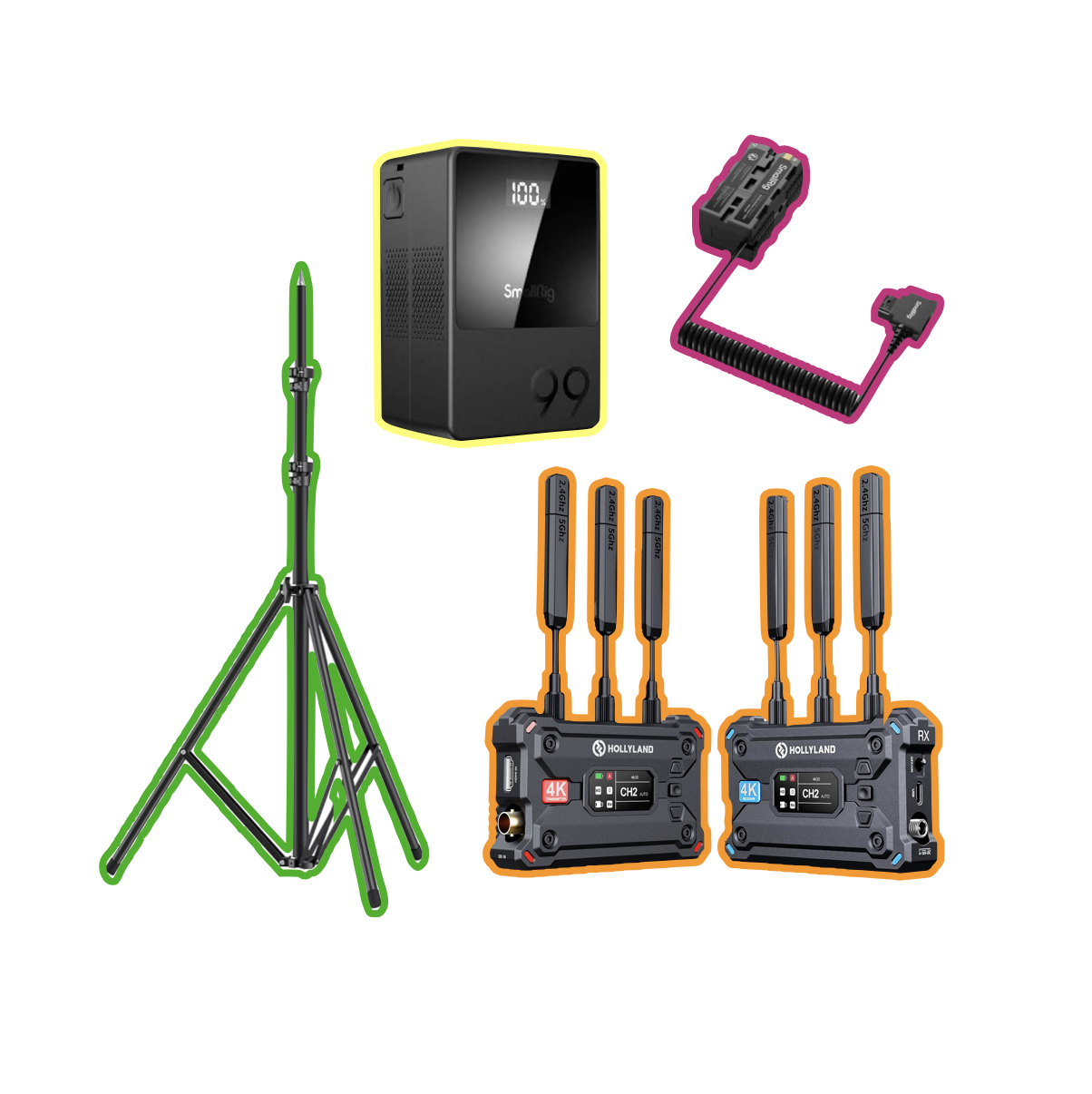 Hollyland pyro s wireless video transmitter + stand + v lock battery + d tap 