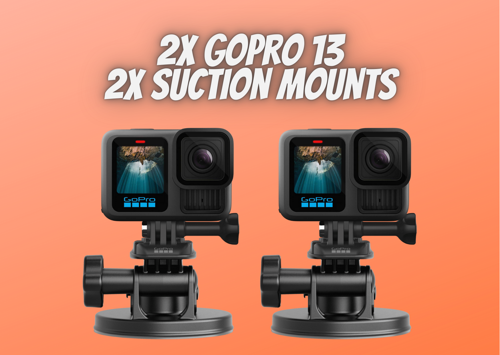2x gopro 13 hero+ 2x suction mounts