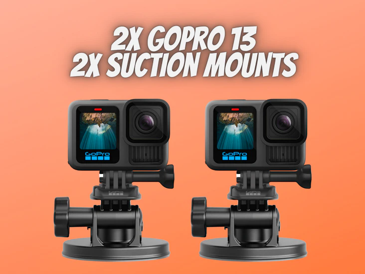 2x gopro 13 hero+ 2x suction mounts